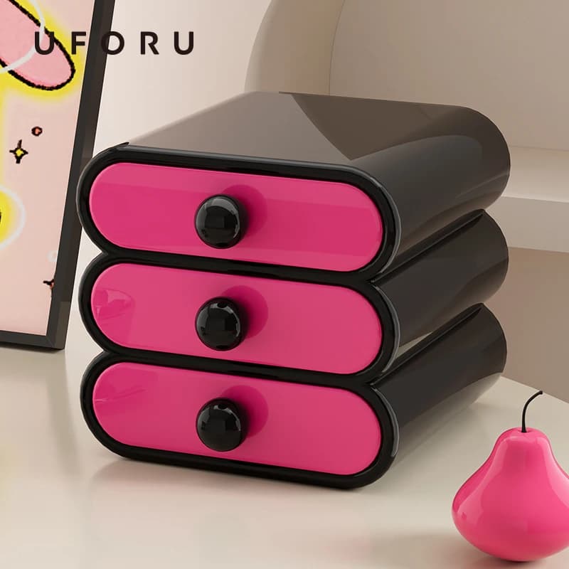 UFORU Drawer type storage box Household advanced sense dressing table divided cell large capacity cosmetics storage rack