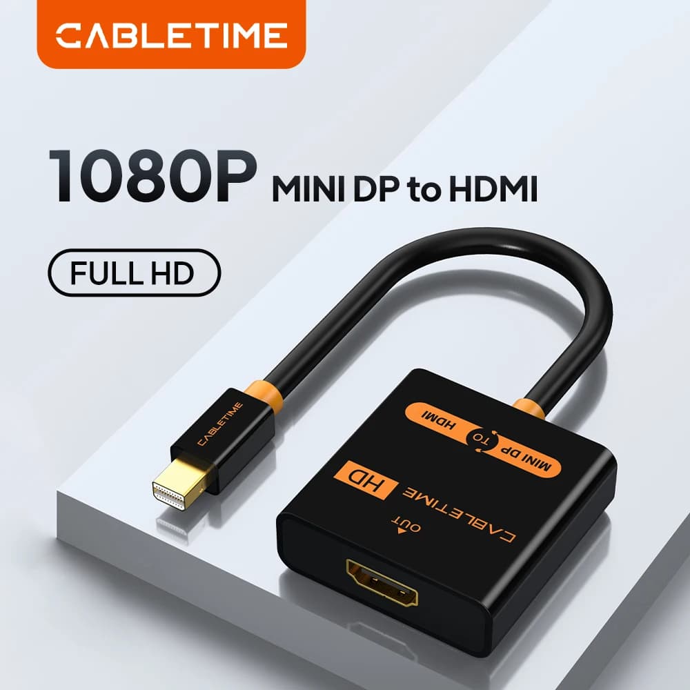 CABLETIME Adattatore Mini Dp a HDMI Adattatore Mini Displayport a HDMI Trasferimento di trasmissione video HD per dispositivo HD per computer portatile