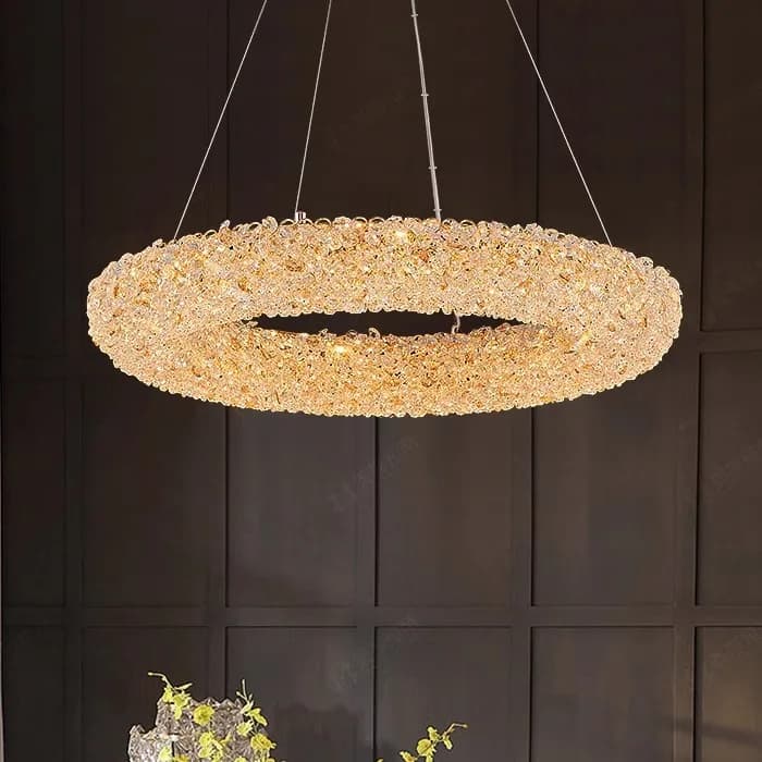 Lustre moderno Anello di cristallo Lampade a sospensione Soggiorno Sala da pranzo Lampadario Illuminazione Decorazioni per la casa Camera da letto Villa Lampada a sospensione Apparecchio