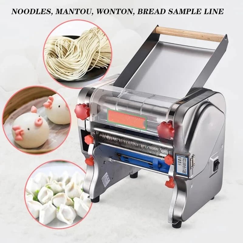 Macchina Elettrica Commerciale per Pressare la Pasta 750W, Larghezza 220mm, in Acciaio Inox, Multifunzione per Preparare e Stendere la Pasta