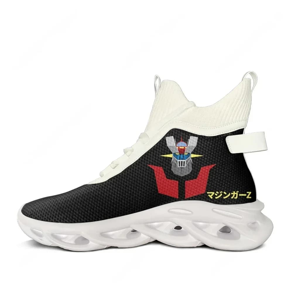 Sneakers alte Mazinger Z Anime Manga per uomo, donna e adolescente, scarpe sportive da corsa con lacci in mesh, personalizzabili