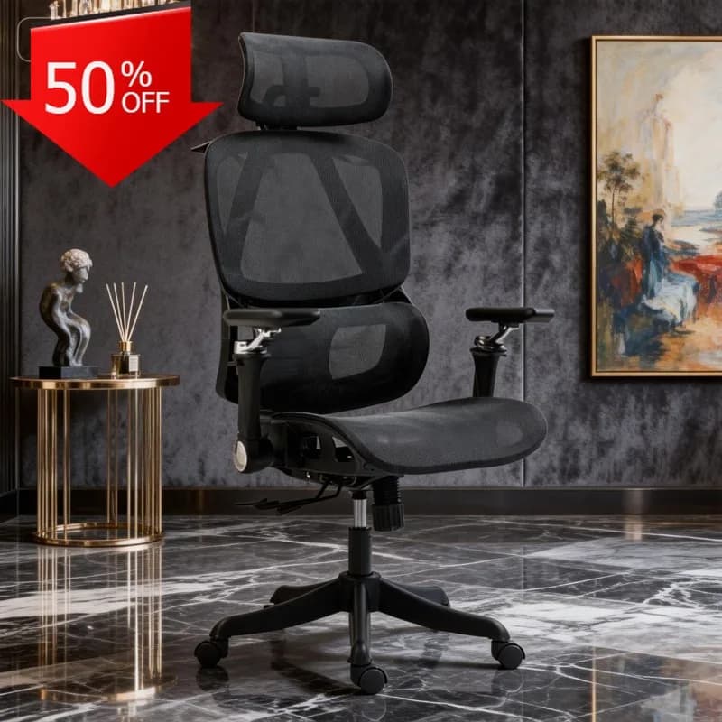 Sedia da ufficio ergonomica Supporto in rete con schienale alto Poggiatesta regolabile Braccioli Girevoli reclinabili Mobili da gioco Silla per computer