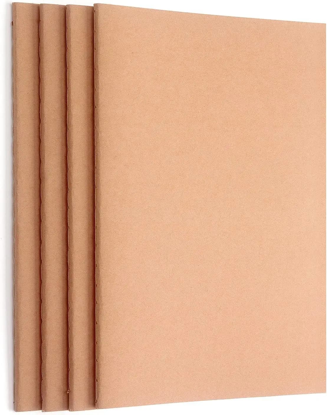 Blank Kraft Notebooks 4 Pack, A5 Sketchbooks for Drawing Doodling Writing, Travel Journal Set, 36 Pages Each