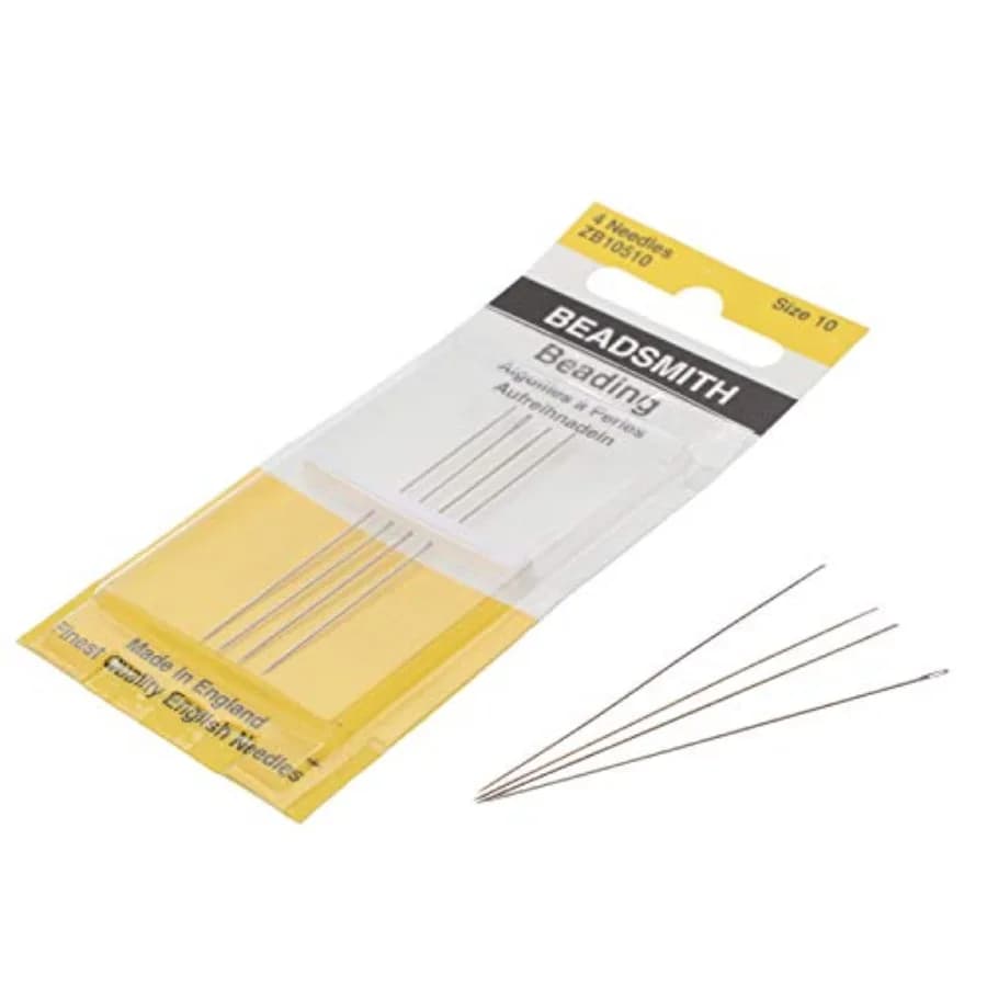 English Beading Needles, Size 10, 4 Needles per Card Made in England, Use for Loom Weaving Beadwork, Off-Loom Stitching and Jew