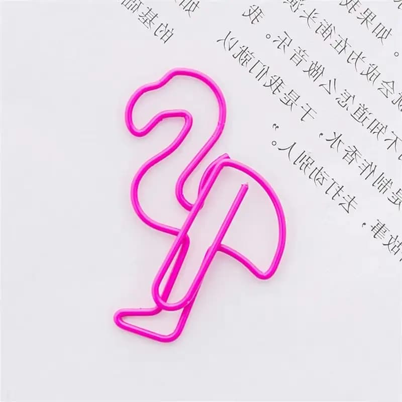 5 fermagli per carta con fenicotteri in metallo rosa, forniture per ufficio scolastico, cartella di file aziendale, accessorio per studenti, segnalibro, regalo di cancelleria C2