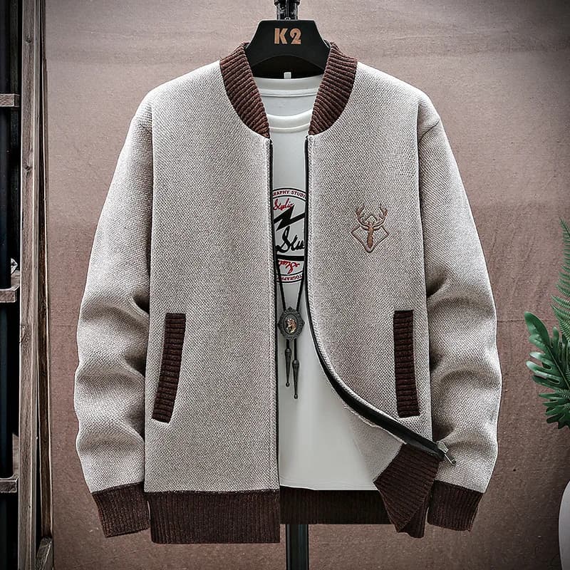 Cardigan da uomo lavorato a maglia maglione 2025 autunno inverno coreano in pile caldo spesso colletto da baseball giacca maglione di lana abbigliamento da uomo