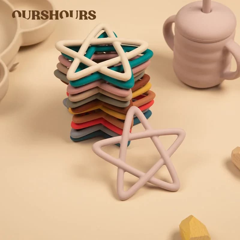 Giocattoli per massaggiagengive pentagramma in Silicone morbido per uso alimentare per bambini dentizione masticare giocattolo molare accessori per neonati senza BPA