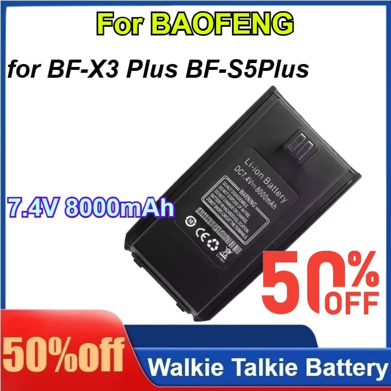 Batteria Extra per Walkie Talkie BAOFENG 7.4V 8000mAh per BF-X3 Plus BF-S5Plus Radio Bidirezionali