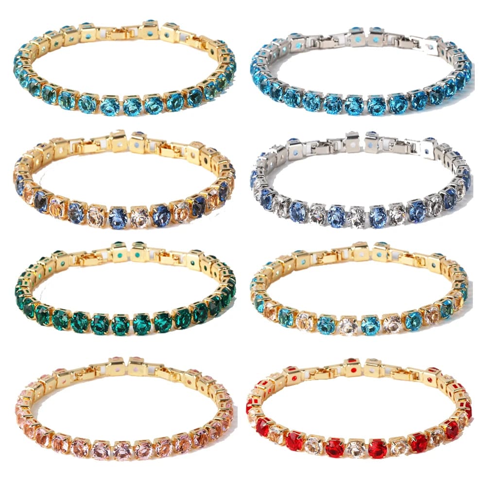 6mm Iced Out Crystal Tennis Bracelets For Men Women Rectangle Gold Silver Color Zirconia Chain on Hand Hip Hop Hippie Jewelry