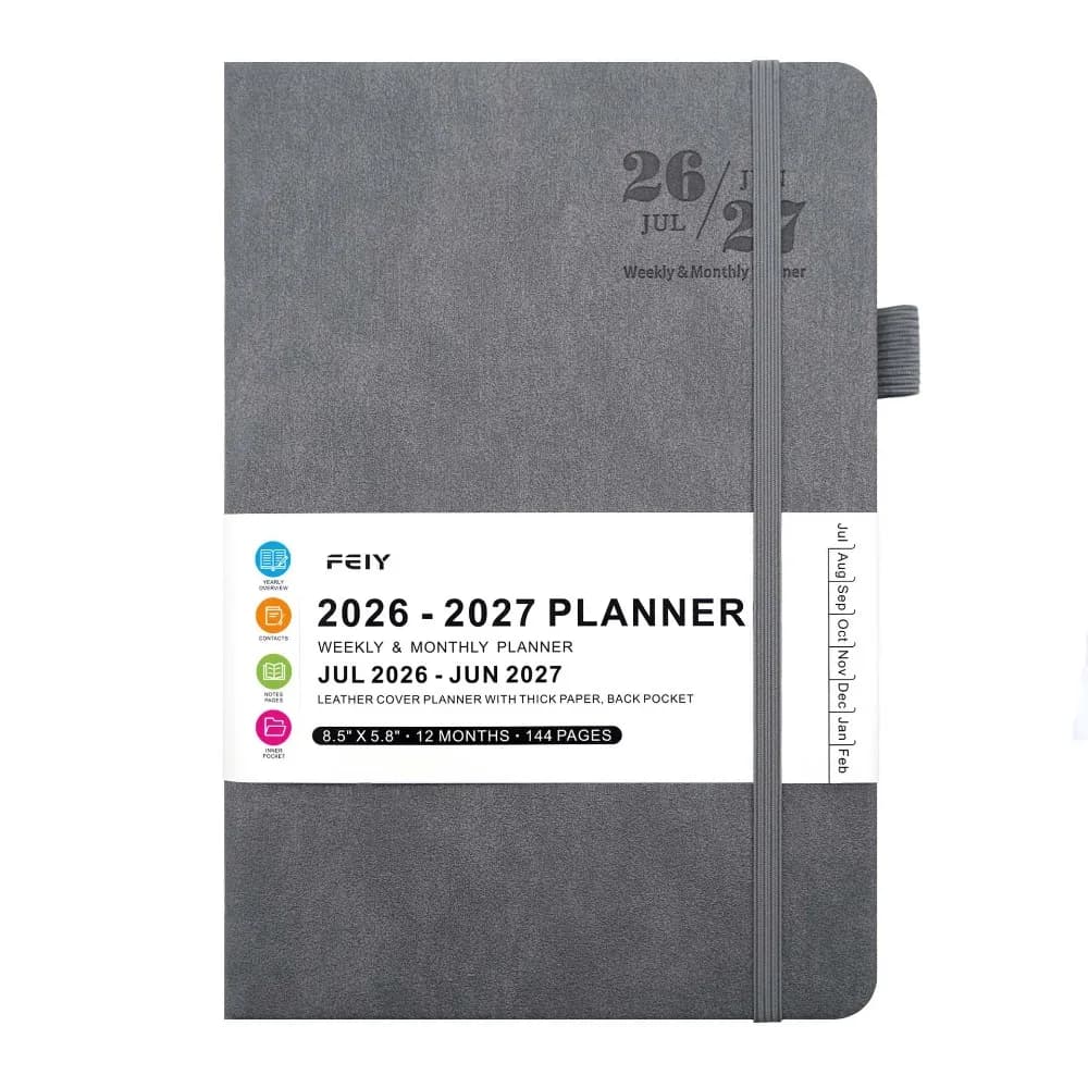 Agenda A5 2026-2027 in Inglese, Semplice Planner Multifunzionale, Quaderno per la Gestione del Tempo, Regalo Pratico
