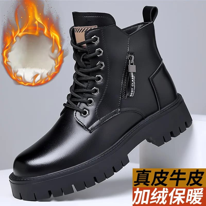 Stivali classici da uomo in vera pelle Autunno Inverno Piattaforma calda impermeabile Scarpe da lavoro Stivaletti da moto da uomo all'aperto Botas