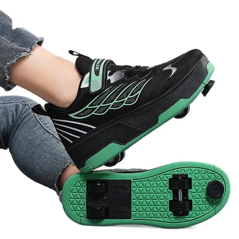 Scarpe da passeggio per bambini Pattini a rotelle a quattro ruote per giovani Scarpe con freno Pattini da ghiaccio per bambini Pattini a rotelle volanti Scarpe sportive