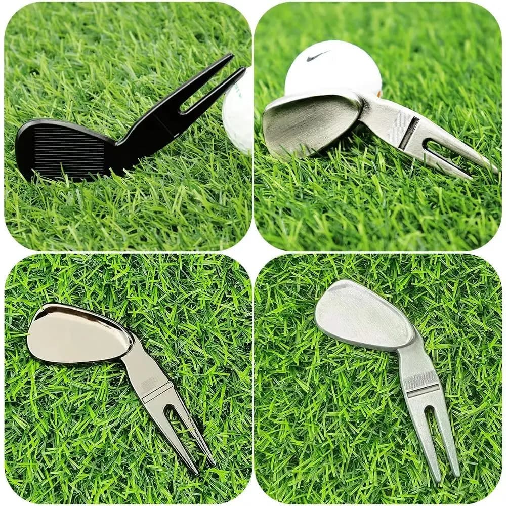 Groove Cleaner Spacecraft Golf Green Fork Magnetico Portatile Multifunzionale in Lega di Zinco per Riparazione Divot e Palline da Golf