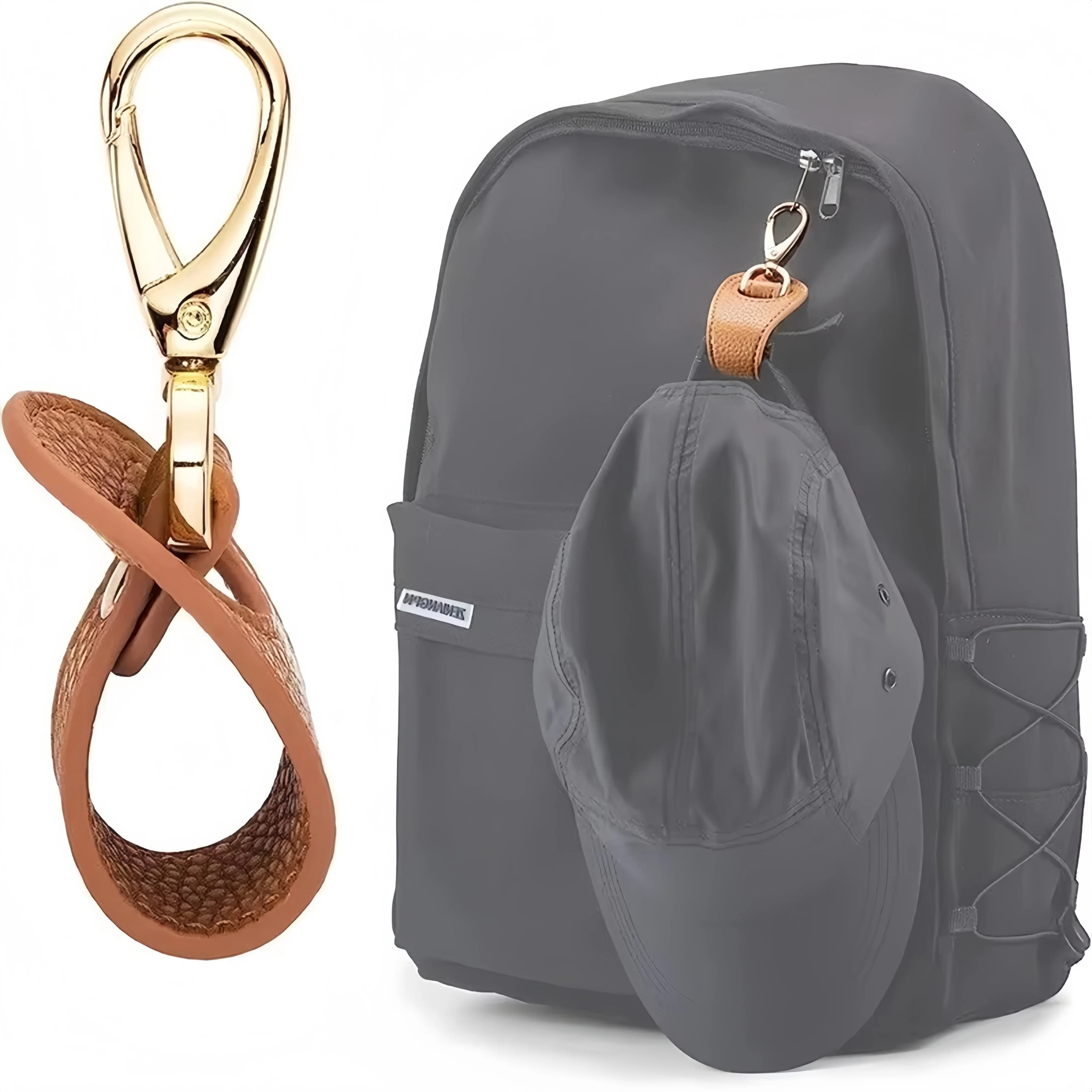 Clip in Pelle per Cappello Senza Mani – Semplice Porta Cappello da Golf e da Baseball per Viaggi, Asciugamani, Guanti – Fibbia per Portafoglio e Clip per Cinturino