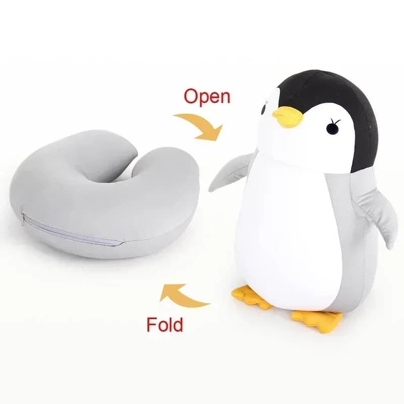 Cuscini da viaggio deformabili a forma di U Cuscino per pinguini per aereo Cuscino per il collo in peluche