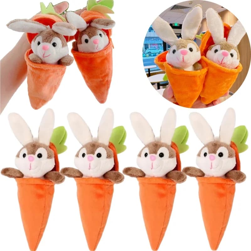 Simpatico coniglietto portachiavi in peluche giocattoli coniglio farcito giocattolo portachiavi borsa Kawaii ciondolo bambola portachiavi cartone animato coniglio carota