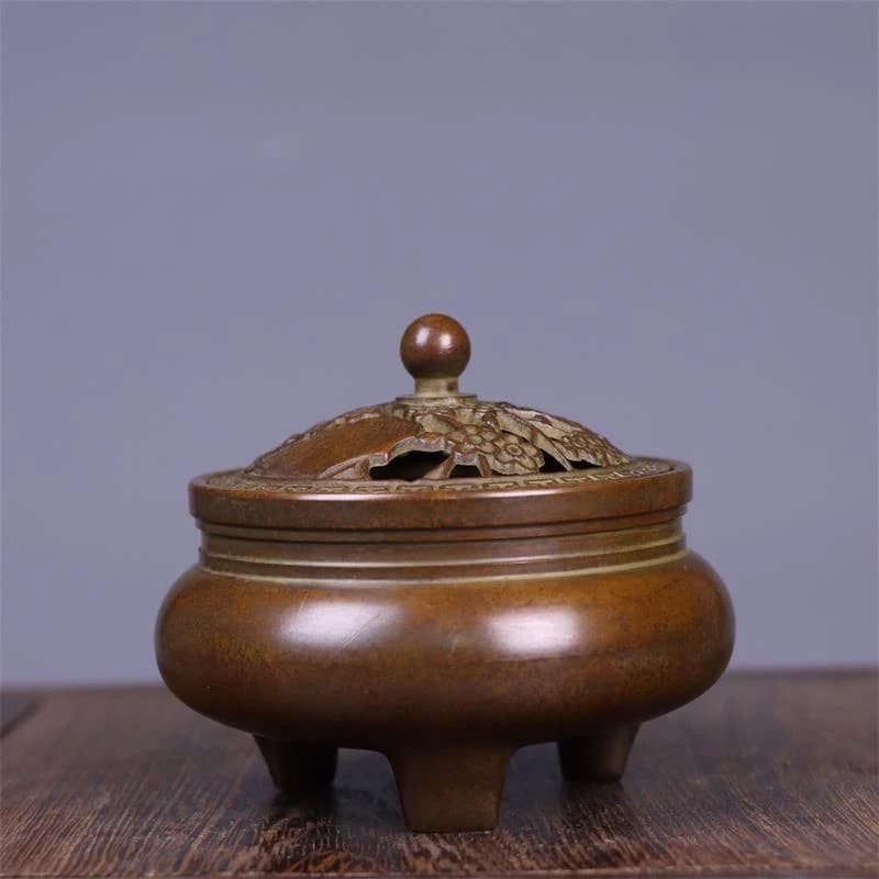 All-copper three-legged ornament, decor burner for home use, sandalwood sticks, incense cere