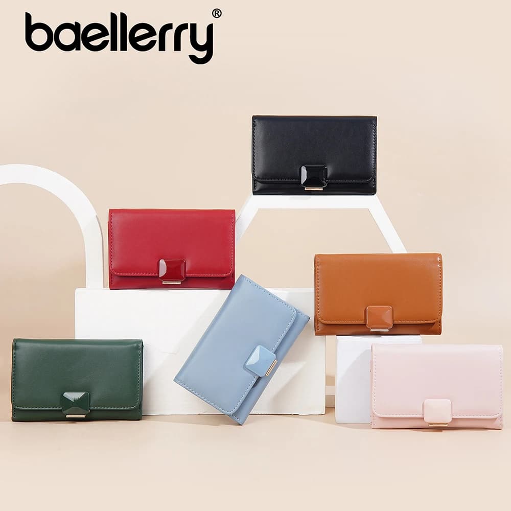Baellerry Mini portafoglio con cerniera per regalo da donna - Borsa da viaggio multifunzionale in PU, porta carte sottile senza RFID