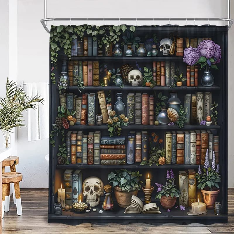 Tenda da Doccia, Motivo Leopardo e Giaguaro, Stile Giungla Tropicale, Impermeabile in Poliestere, Decorazione Floreale con Animali Selvatici
