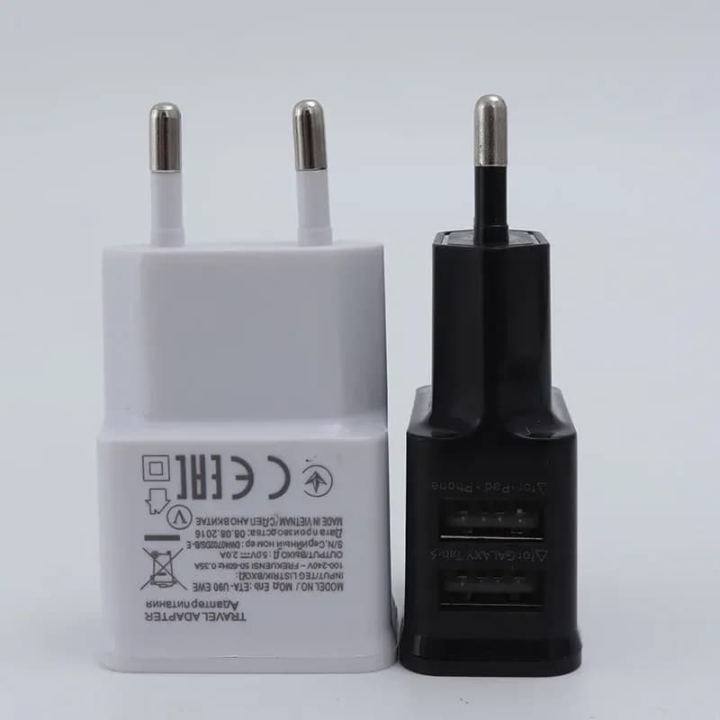 Universal EU Plug 5V Dual USB Charger for iPhone Samsung Xiaomi Huawei - Mobile Phone Travel Power Adapter