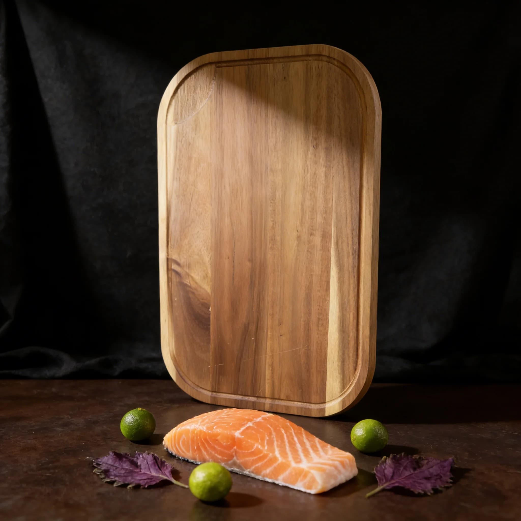 Acacia wood cutting board for domestic use in non-slip solid wood to cut fruit and vegetables, kitchen material, home kitchen