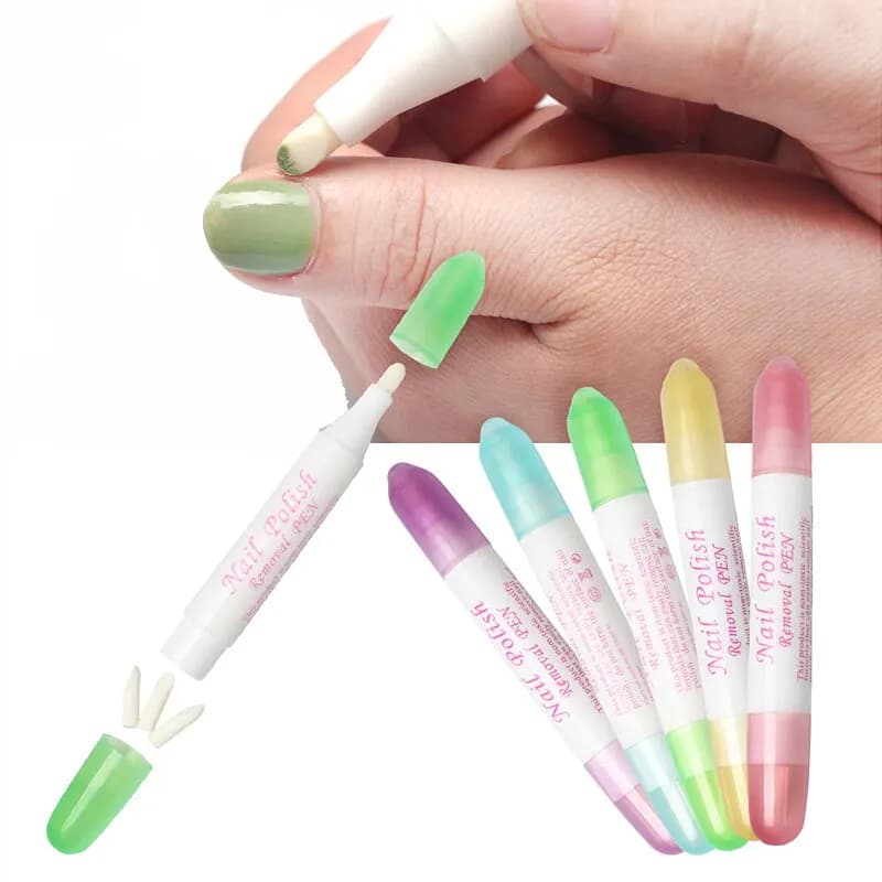 2pcs penne per la rimozione dello smalto per unghie Gel UV strumento per la rimozione dello smalto per unghie con penna per Manicure con 3 teste di penna di matita per correttore casuale