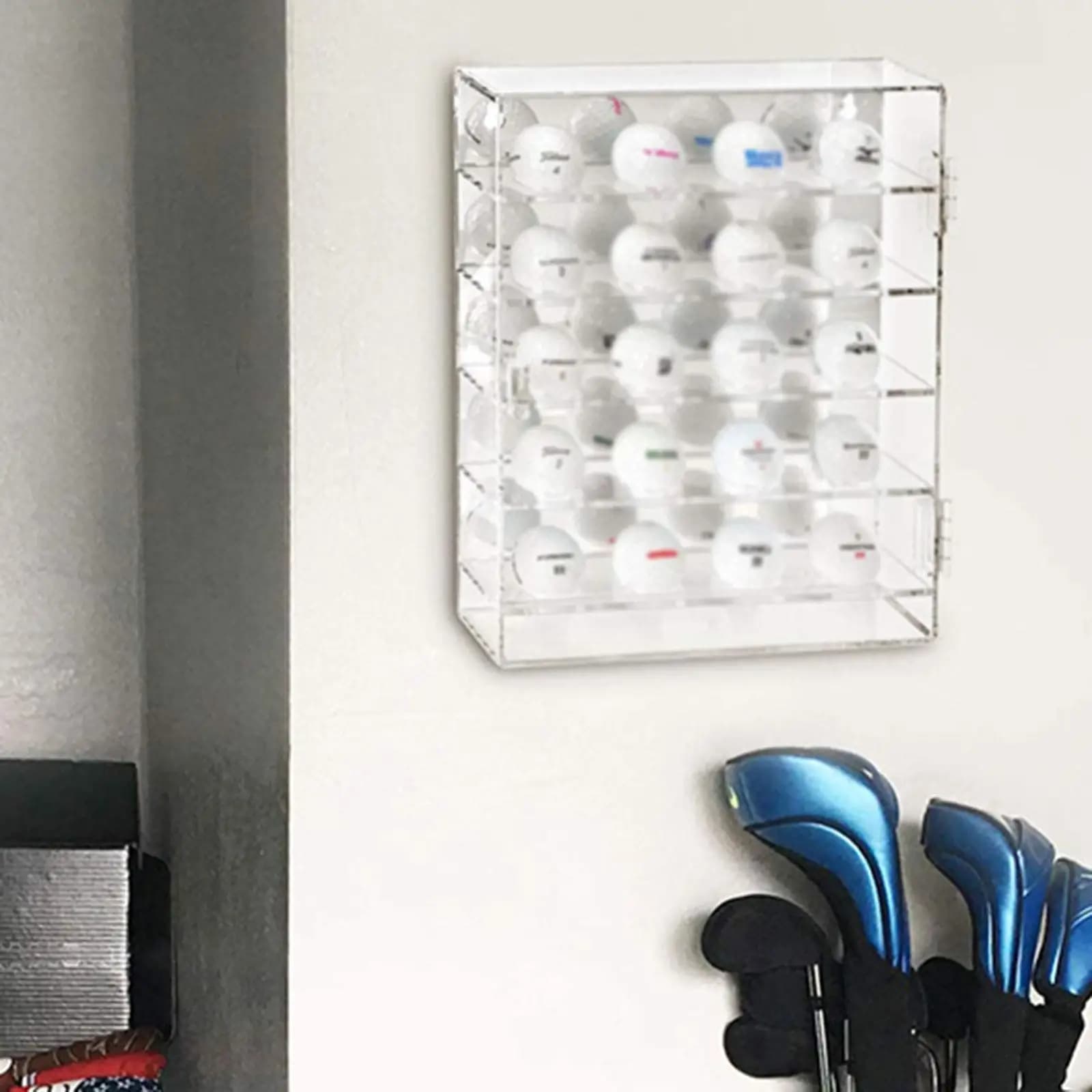 Espositore da Parete per Palline da Golf in Acrilico Trasparente, Vetrina per Collezione Sportiva e Accessori per Palline da Golf