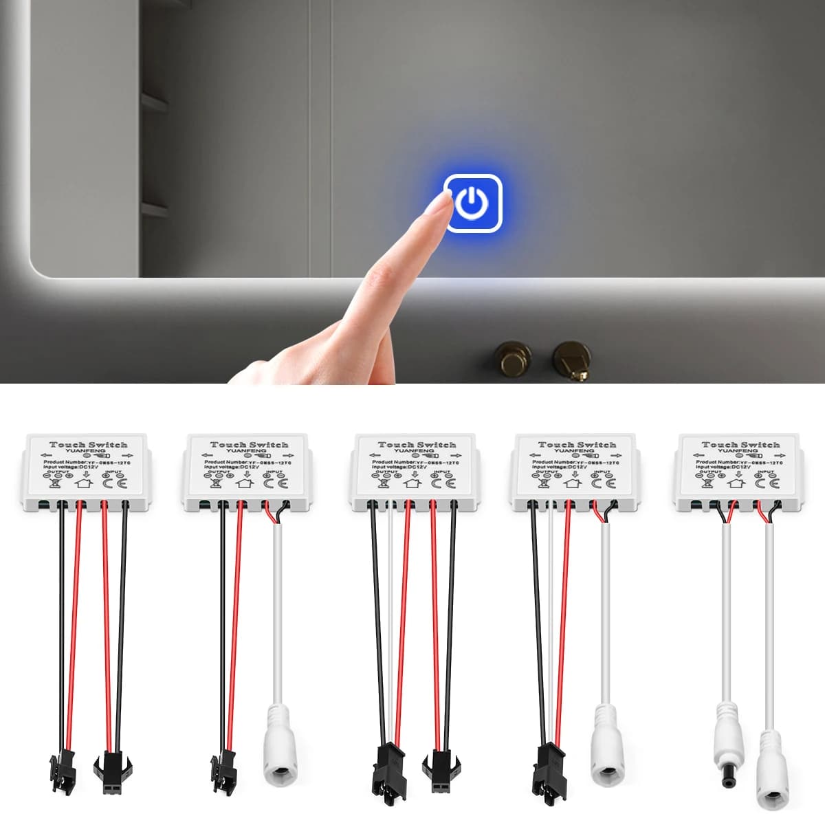 Specchio da bagno LED Strip Light LED Switch Touch Sensor 12v LED Dimmer Switch Controller LED per specchi da camera da letto arredamento d'interni