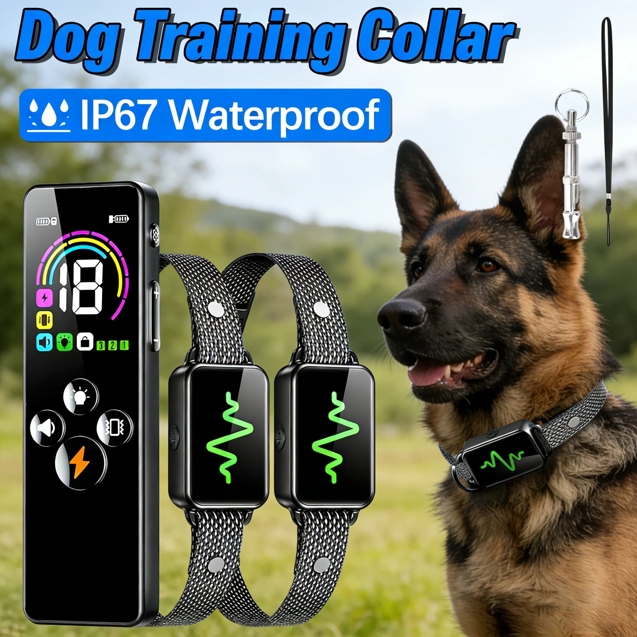 Collare di Addestramento per Cani ORCLEAB con Telecomando, Impermeabile IP67, Ricaricabile, Collare Elettrico per Cani di Piccola, Media e Grande Taglia