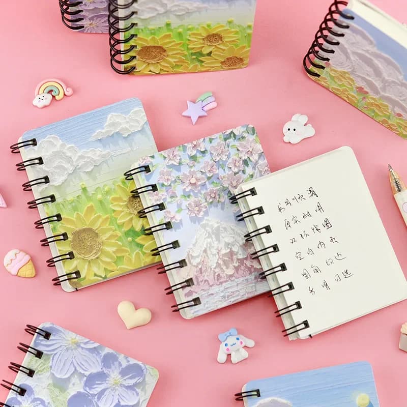 Kawaii Cute Cartoon painting mini Spiral A7 Notebook Daily Weekly Planner taccuino Time Organizer materiale scolastico