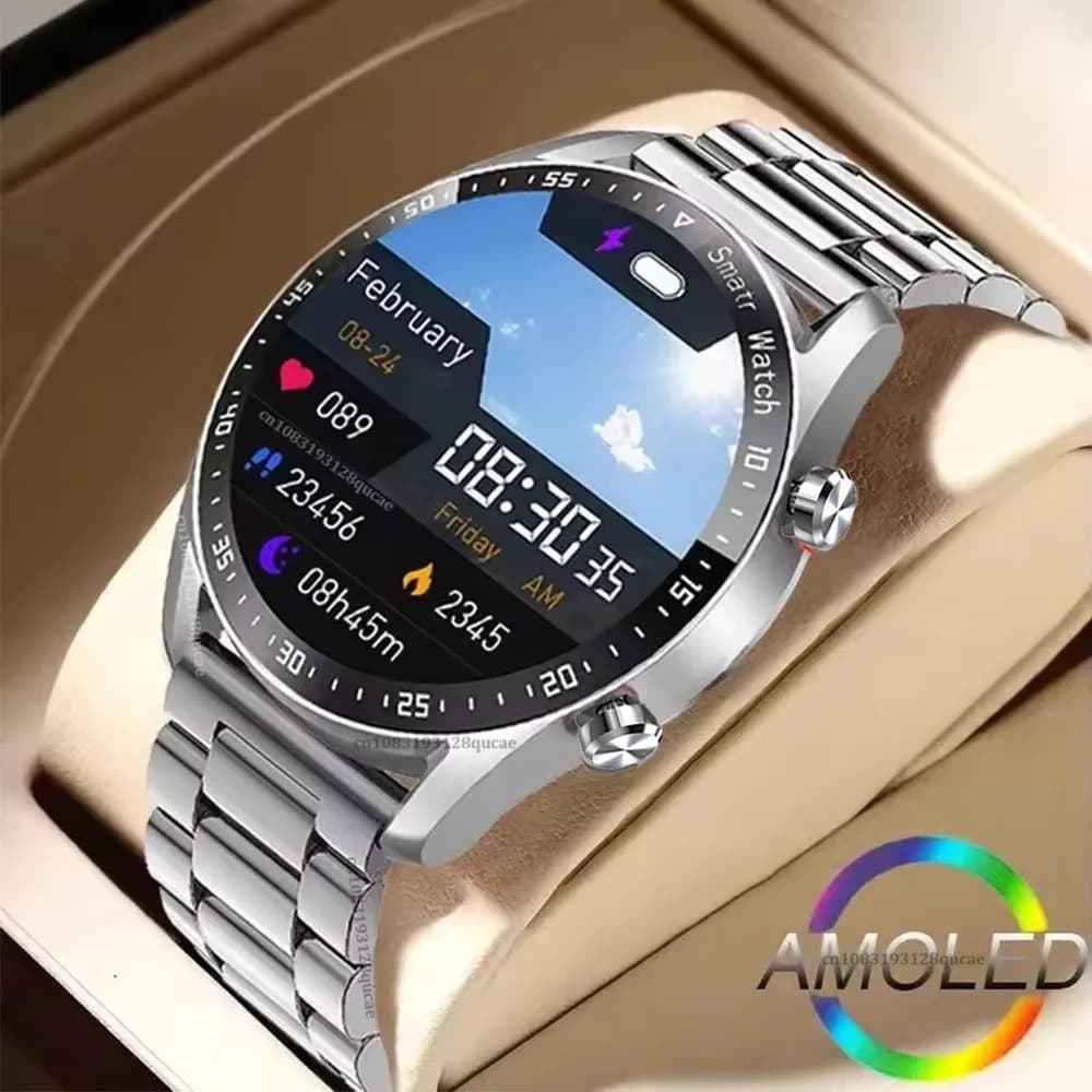 2026 Smart Watch Women Men AMOLED Screen Bluetooth Call Full Touch Screen Weather Call Sport Smart Bracelet 5ATM Waterproof Hw12