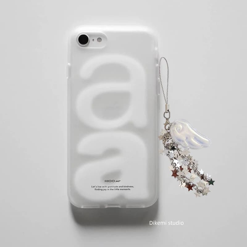 Custodia per telefono coreana versatile e semplice con lettere, stelle e ali per iPhone 17 16 E 15 14 13 12 11 Pro XR X Max 7 8 Plus Mini Y2K