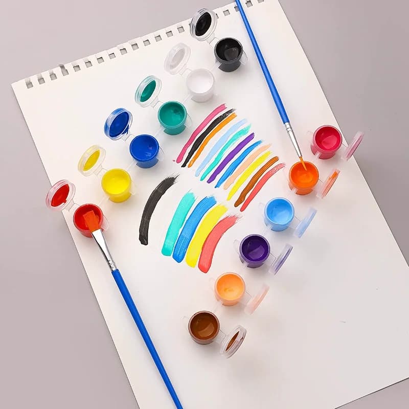 3ml12 Color Acrylic Paint Set - Waterproof Small Tube Artistic Graffiti Paint with 2 Painting Brushes