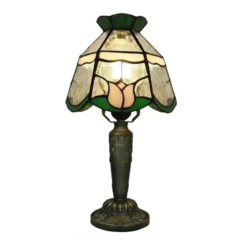 Lampada da Tavolo Tiffany da 8 Pollici con Paralume in Vetro Colorato a Forma di Rosa