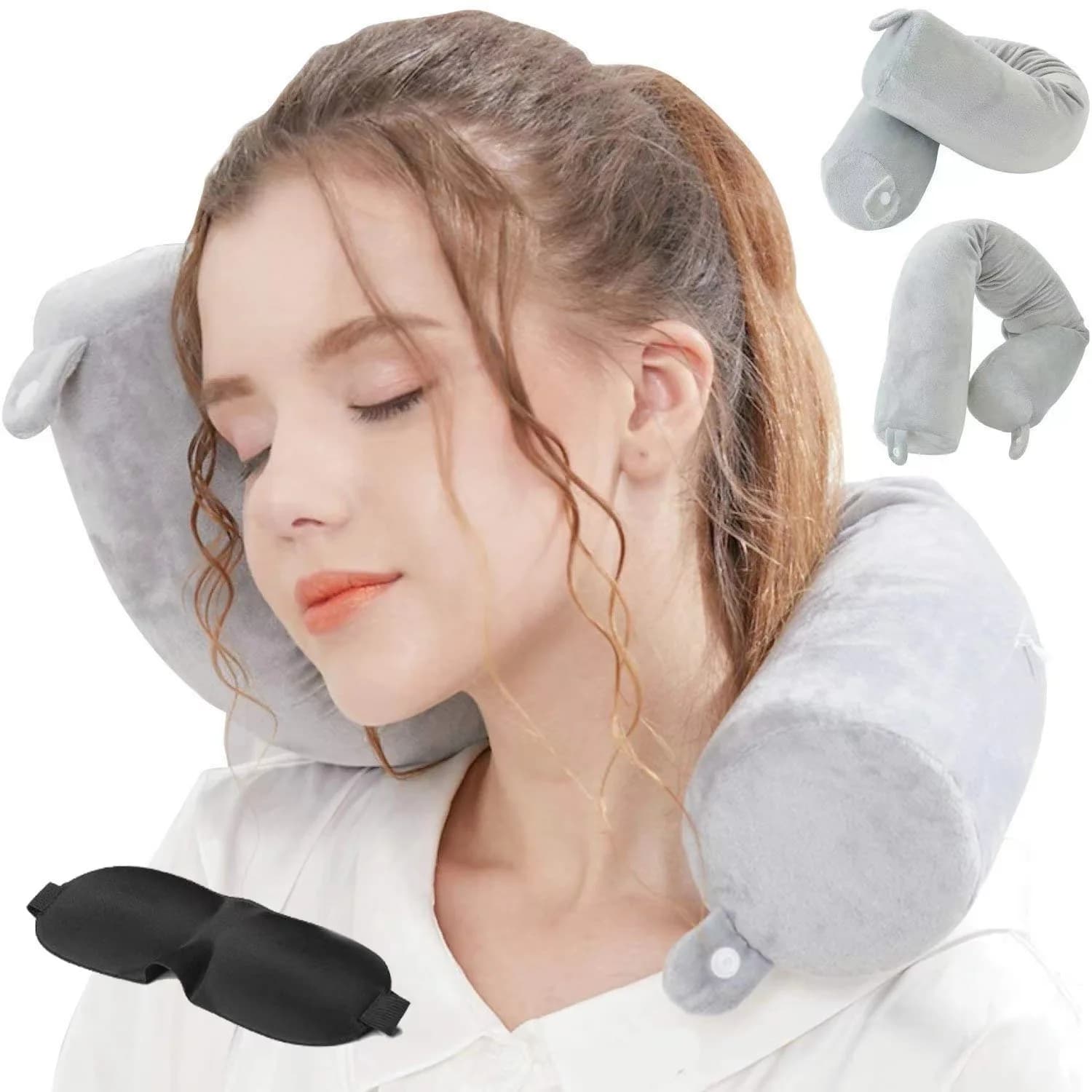 Cuscino a forma di U in memory foam, cuscino da viaggio, protezione della colonna vertebrale cervicale, facile da trasportare, pieghevole, rimbalzo lento
