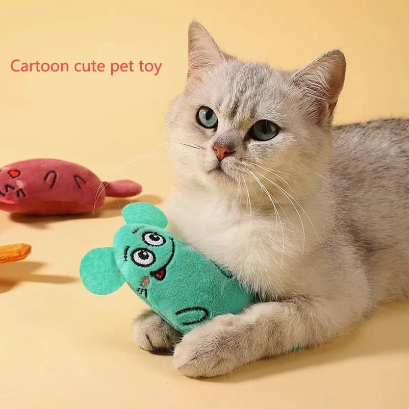 Giocattolo per cani e gatti dei cartoni animati, bambola di peluche per cuccioli resistente ai morsi, giocattolo interattivo per la pulizia dei denti, per la digrignatura dei gatti