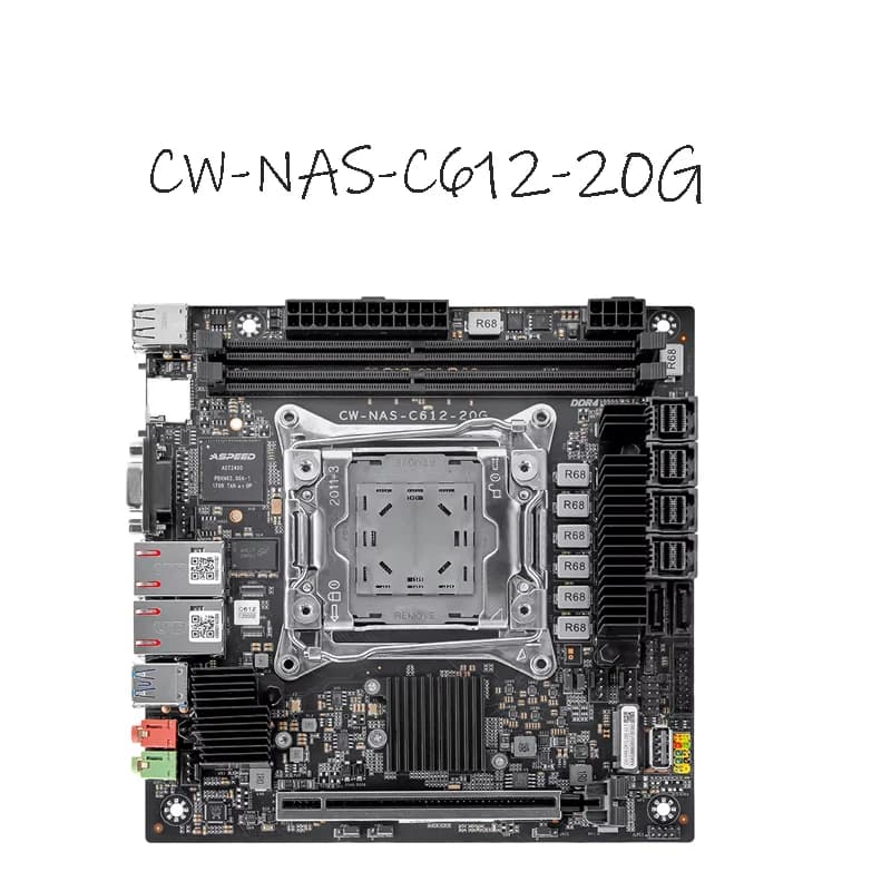 CW-NAS-C612-20G ITX Motherboard SFF-8643 High-Speed Port Multi Storage Support Dual Channel REG ECC Memory NAS Server Mainboard