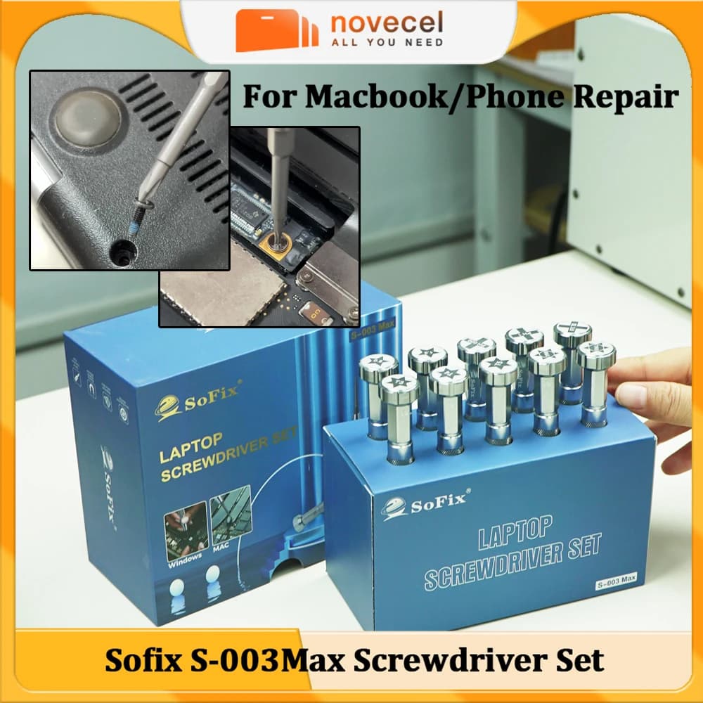 Sofix S-003Max Set di cacciaviti per laptop per MacBook Phone Microsoft Tablet Smontaggio Riparazione Strumenti di installazione per rimozione viti