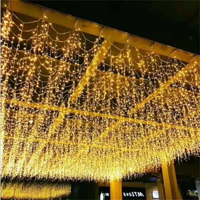 Luci a cascata solari per decorazioni esterne, luci a ghiacciolo per giardino, feste, cortile, decorazioni natalizie, ghirlande per le feste