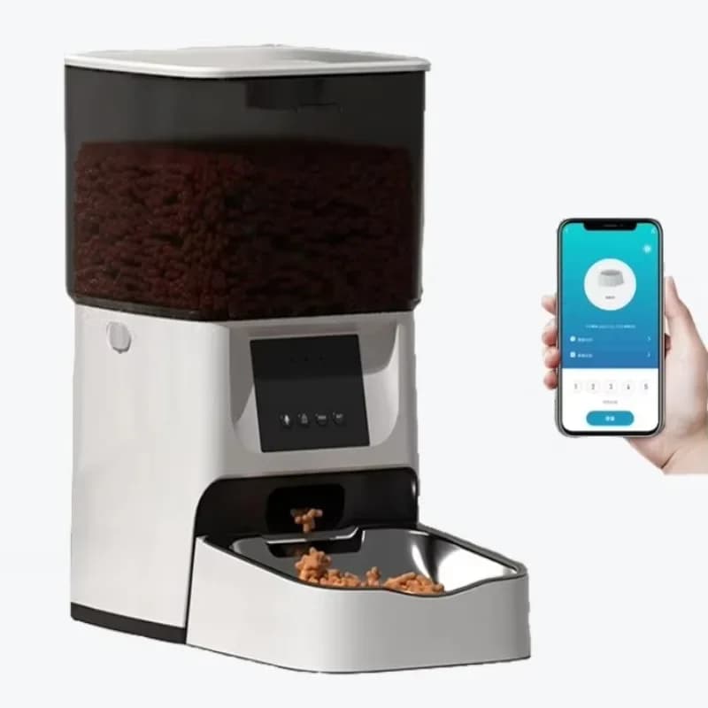 CANBOUN WiFi Telecomando Ciotola per alimenti per animali domestici intelligente Alimentatore automatico con timer in acciaio da 6 litri Ecologico con logo personalizzabile per cani gatti