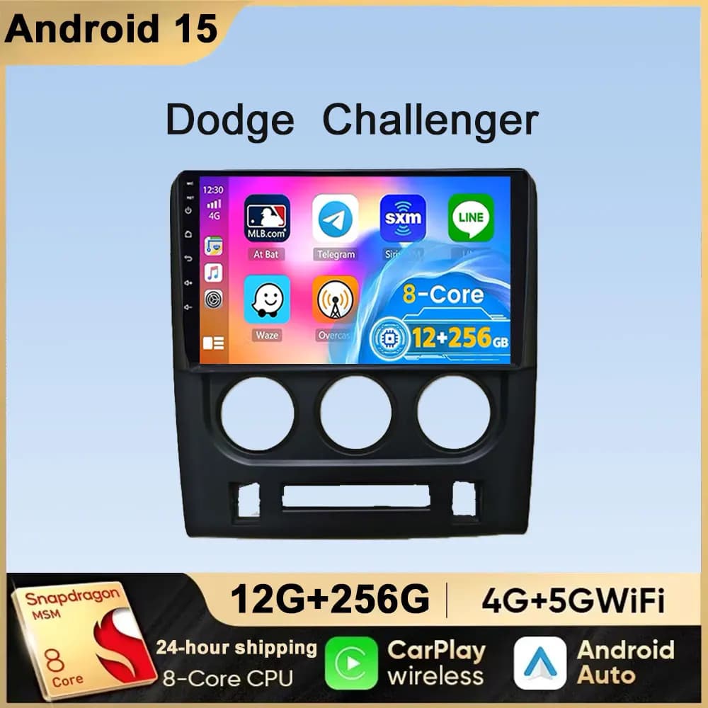 For Dodge Challeng 2011 - 2014 Android 15 Wireless Carplay Multimedia GPS Car Radio Stereo Player Navi BT 4G WIFI DSP Autoradio