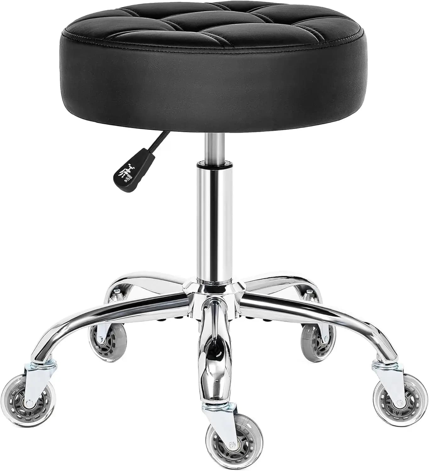 Adjustable Rolling Stool with Wheels, Heavy Duty 450lb, 360° Swivel Chair for Salon Spa Tattoo, PU Thick Seat Cushion