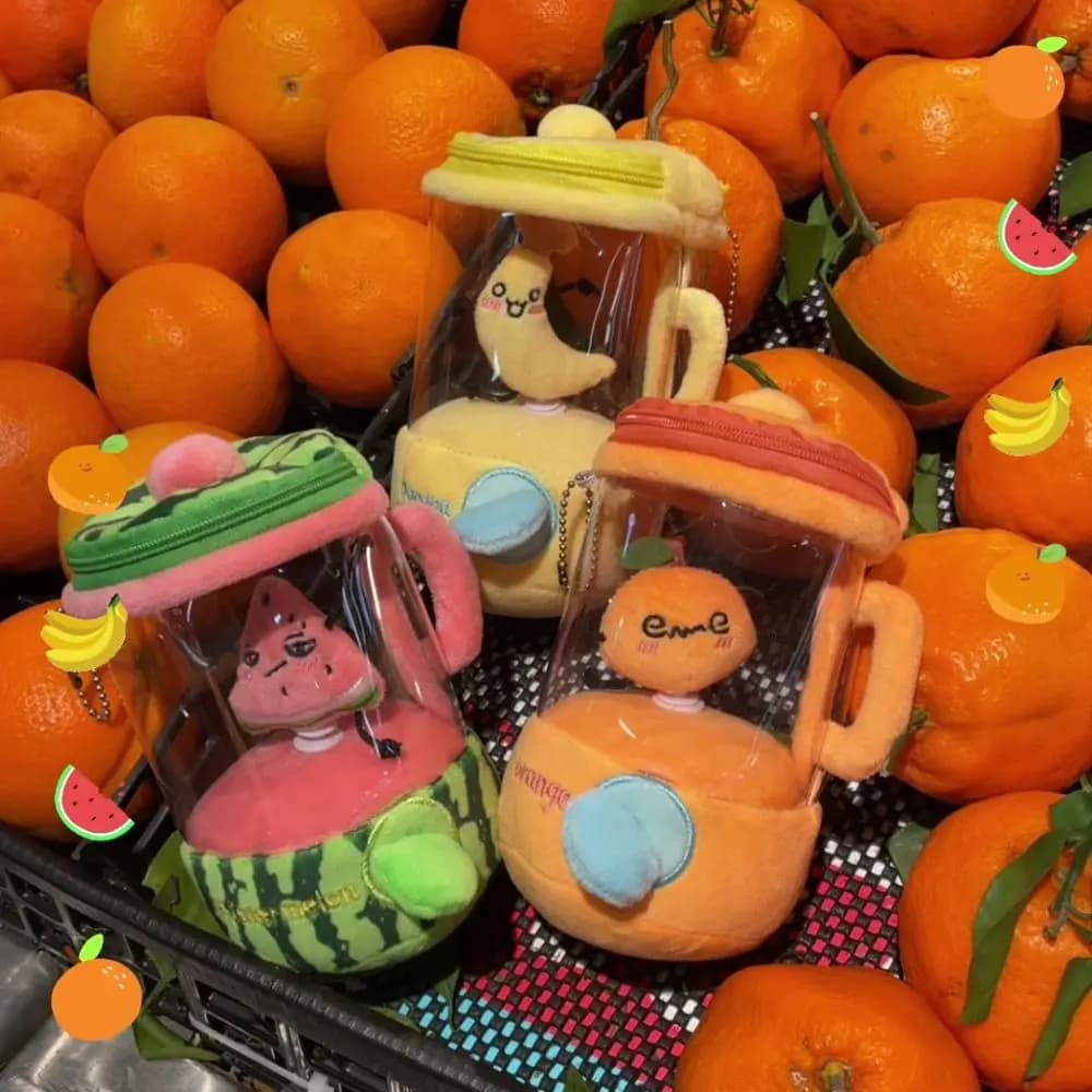 Spremiagrumi di frutta Peluche Divertente Coulisse Rotante Peluche Anguria/Arancio/Banana Frullatore Giocattolo Regali creativi per bambini