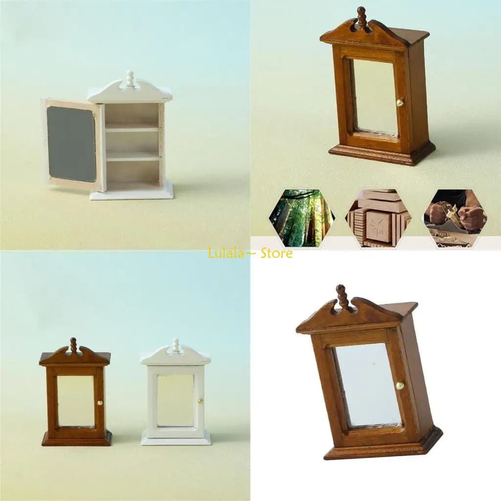 Y4QA Armadietto da bagno in miniatura Mobili in 1/12 per appassionati case delle bambole