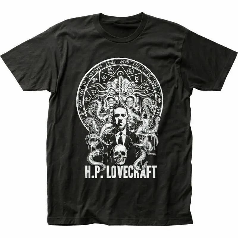 Maglietta H P Lovecraft da uomo con licenza Pop Culture Retro Howard Phillips nera