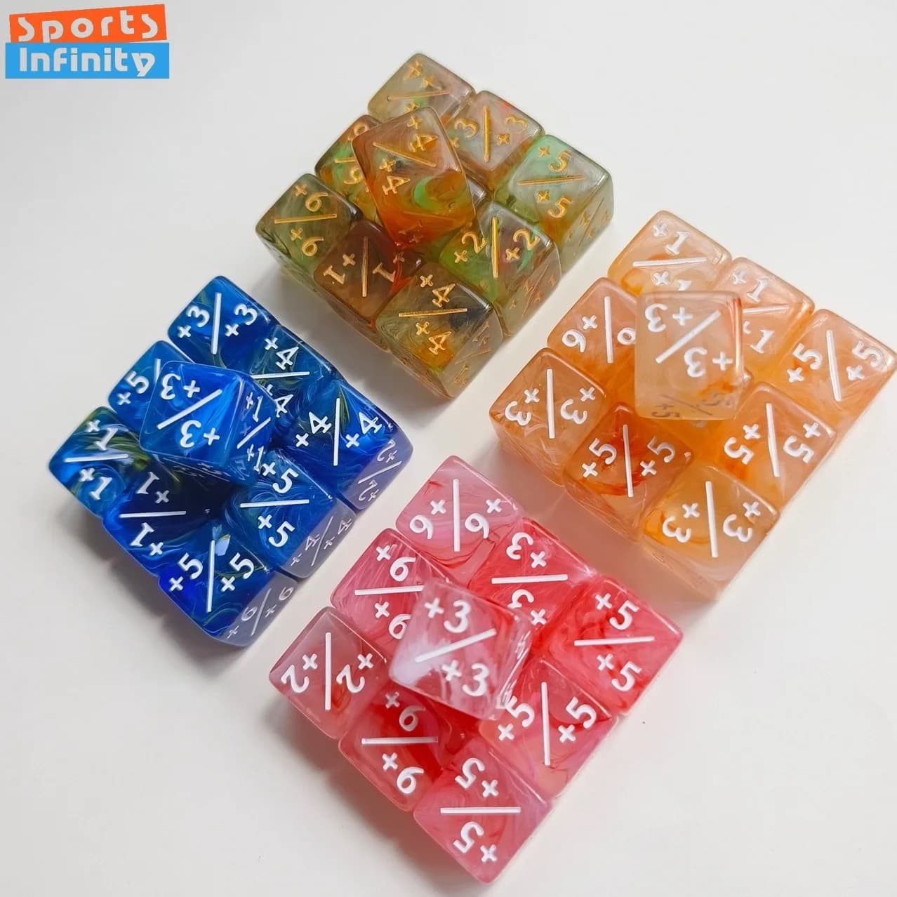 10 pz/set 16mm Tre Colori Addizione Sottrazione Simbolo Positivo Negativo Set di Dadi Dnd D6 Dadi Digitali per Gioco Da Tavolo Wanzhi Card