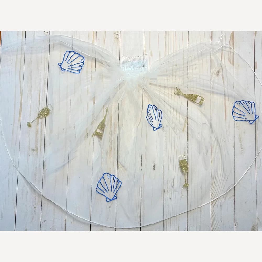 L'ultimo brindisi della sposa sul velo della costa Sposa per essere velo conchiglia champagne Accessorio per addio al nubilato Accessorio per matrimonio Regalo per addio al nubilato