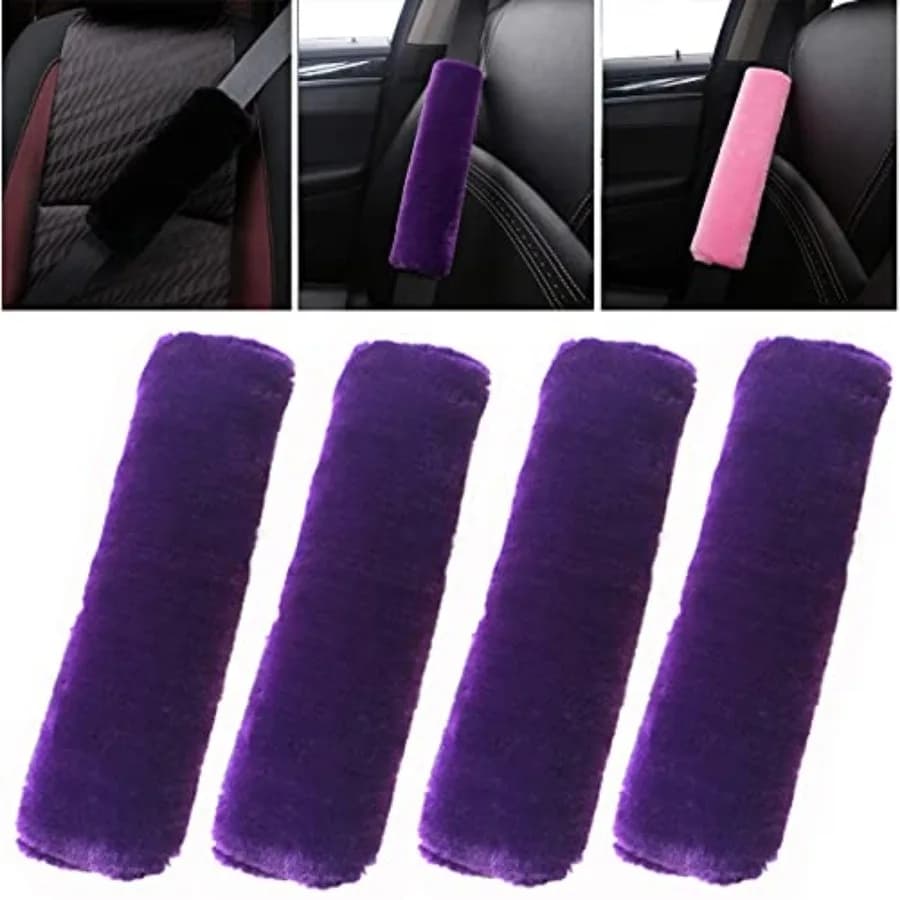 4 Pack Car Seat Belt Pads Shoulder Cover Baby Safety Belt Protector with Adjustable Soft Plush Shoulder Strap Protect Neck and