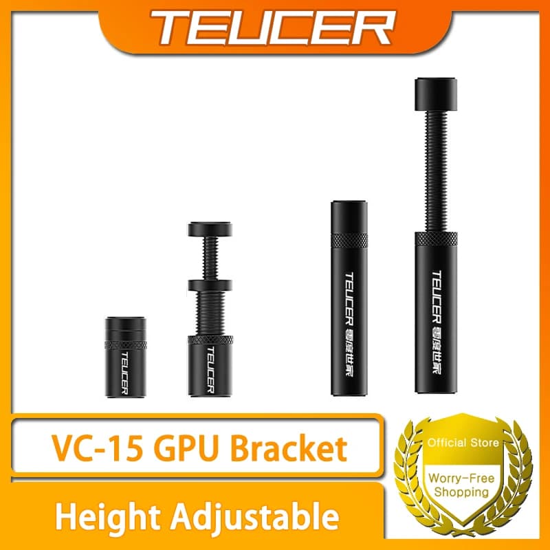 Supporto GPU per scheda grafica TEUCER VC-15Mini/VC-15Plus Staffa di supporto girevole telescopica verticale Supporto per scheda video GPU magnetica