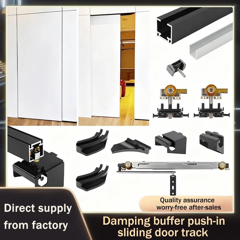 Summit Push Slide Bus Door Rail Hardware Top Mount Concealed Track System For Flush Mounted Wardrobe And Room Doors Space Saving